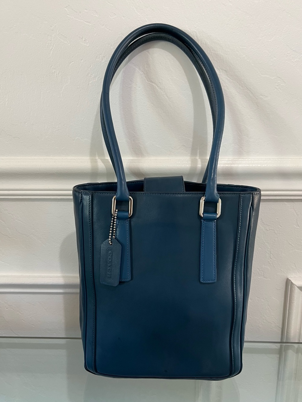 Vintage Coach Y2K Bonnie Cashin Legacy Shoulder Tote Bag in Blue Leather